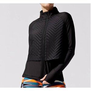 Sweaty Betty Fast Track Running Jacket Medium Black Quilted Fleece Lined EUC